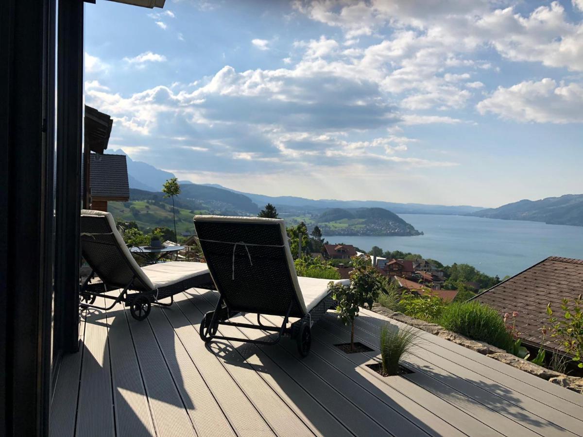 Moderne Unterkunft Mit Panoramablick Auf Thunersee Krattigen Экстерьер фото